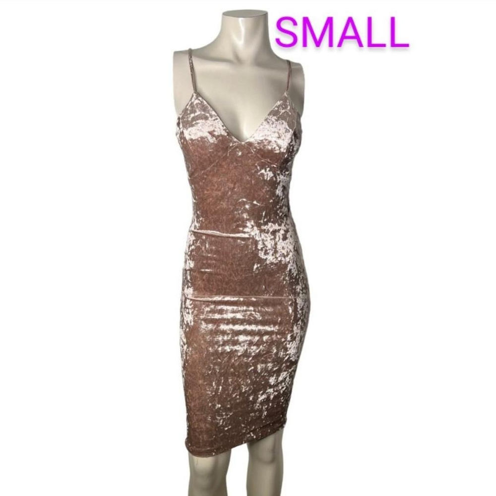 🆕Mauve Pink Purple Velvet Cami Midi Bodycon Dress~Size S